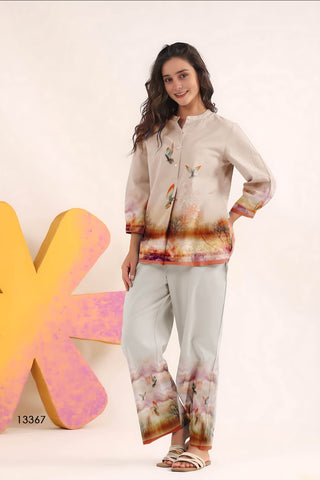 Pastel Sky Birdscape Co-Ord Set Pastel Sky Birdscape Co-Ord Set