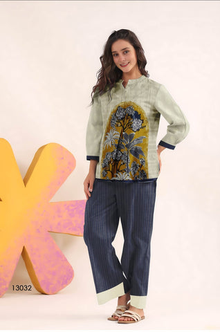 Olive & Navy Tropical Patch Co-Ord Set Olive & Navy Tropical Patch Co-Ord Set