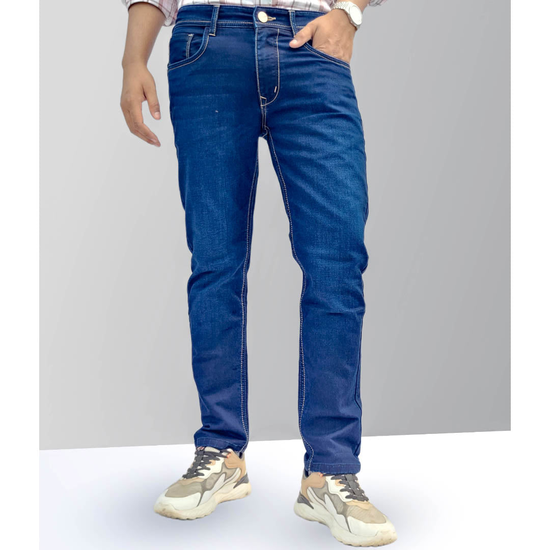 Dark Blue Solid Slim Fit Casual Jeans