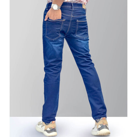 Dark Blue Solid Slim Fit Casual Jeans