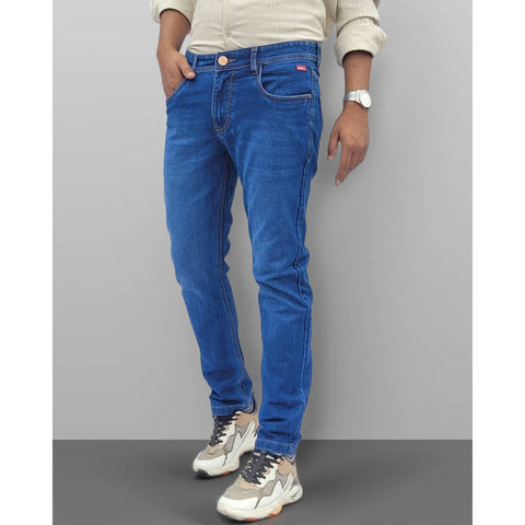 Blue Solid Slim Fit Casual Jeans