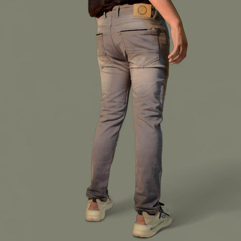 Grey Solid Slim Fit Jeans