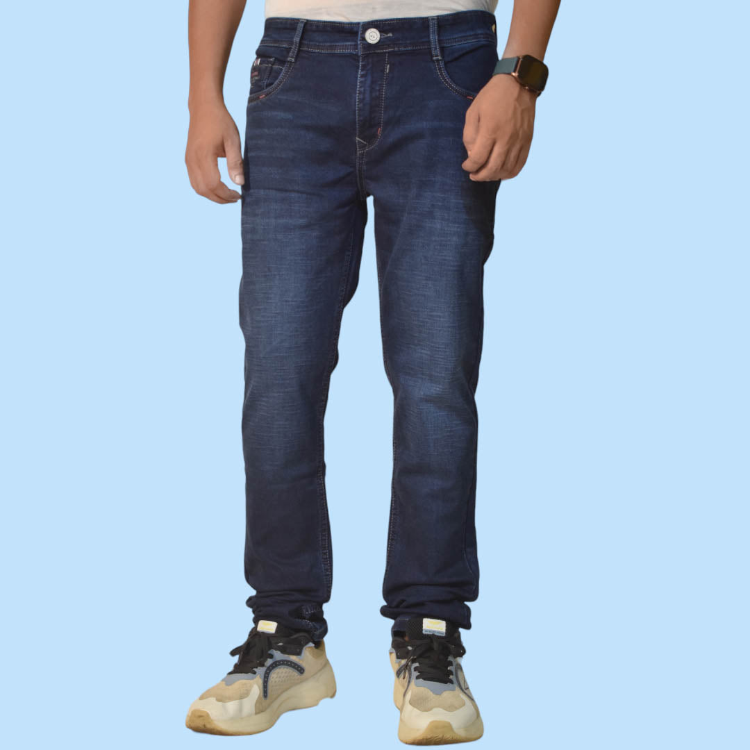 Blue Solid Slim Fit Casual Jeans