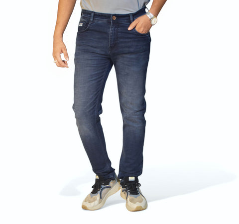 Deep Blue Solid Slim Fit Casual Jeans