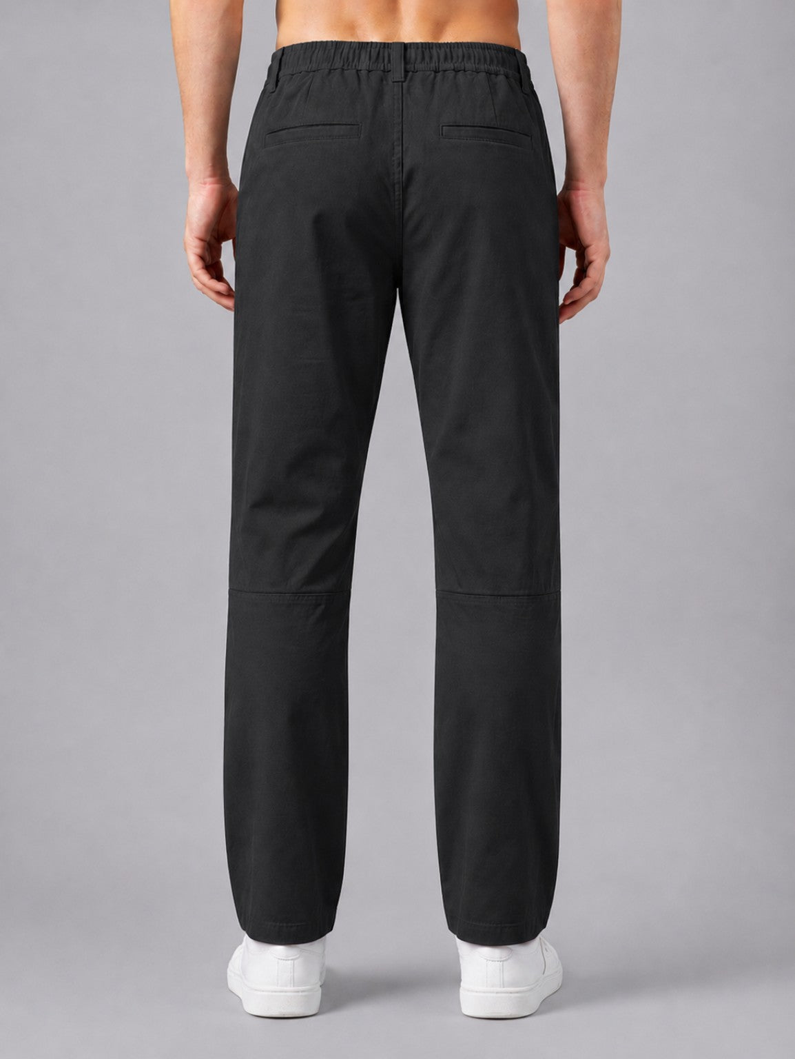Men’s baggy fit black cargo jogger pants rear view