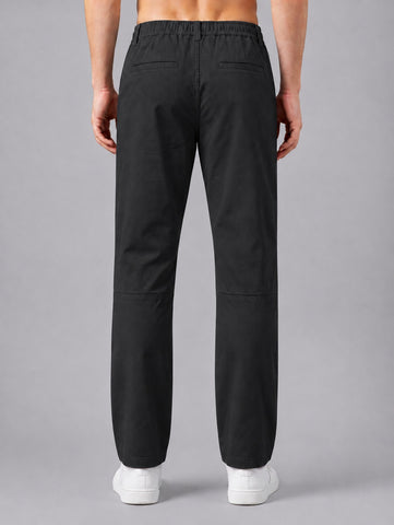 Men’s baggy fit black cargo jogger pants rear view