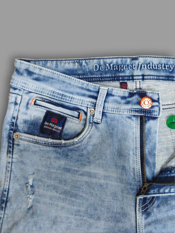 Men’s Light Blue Slim Fit Scratch Distressed Denim Jeans