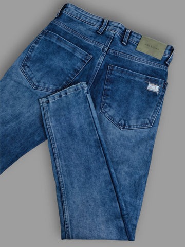 Men's Light Blue Slim Fit Stretch Jeans | Premium Washed Denim | Mid Rise Casual Jeans