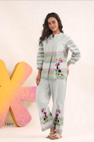 Pastel Bloom Striped Co-Ord Set