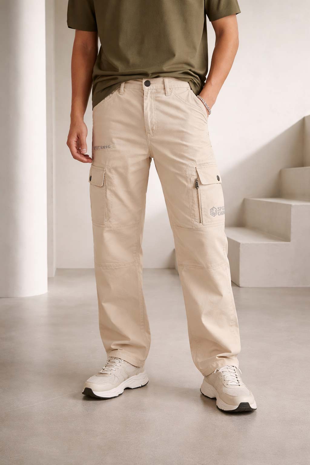 Men’s Premium Straight Fit Cotton Cargo Pants | Multi Pocket Casual Cargo Trousers