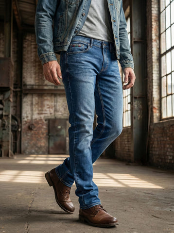 Men’s Premium Stretch Blue Denim Jeans | Slim Fit Casual Wear Jeans - Trekyoo 