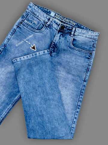 Men’s Blue Washed Straight Fit Denim Jeans – Premium Comfort Stretch Casual Wear