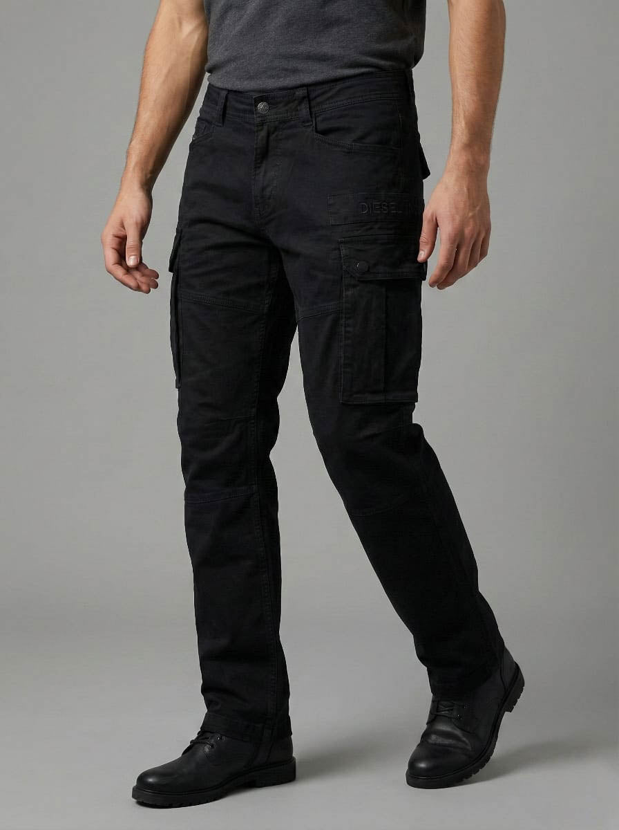 Men’s Premium Black Relaxed Fit Cargo Pants Trekyoo