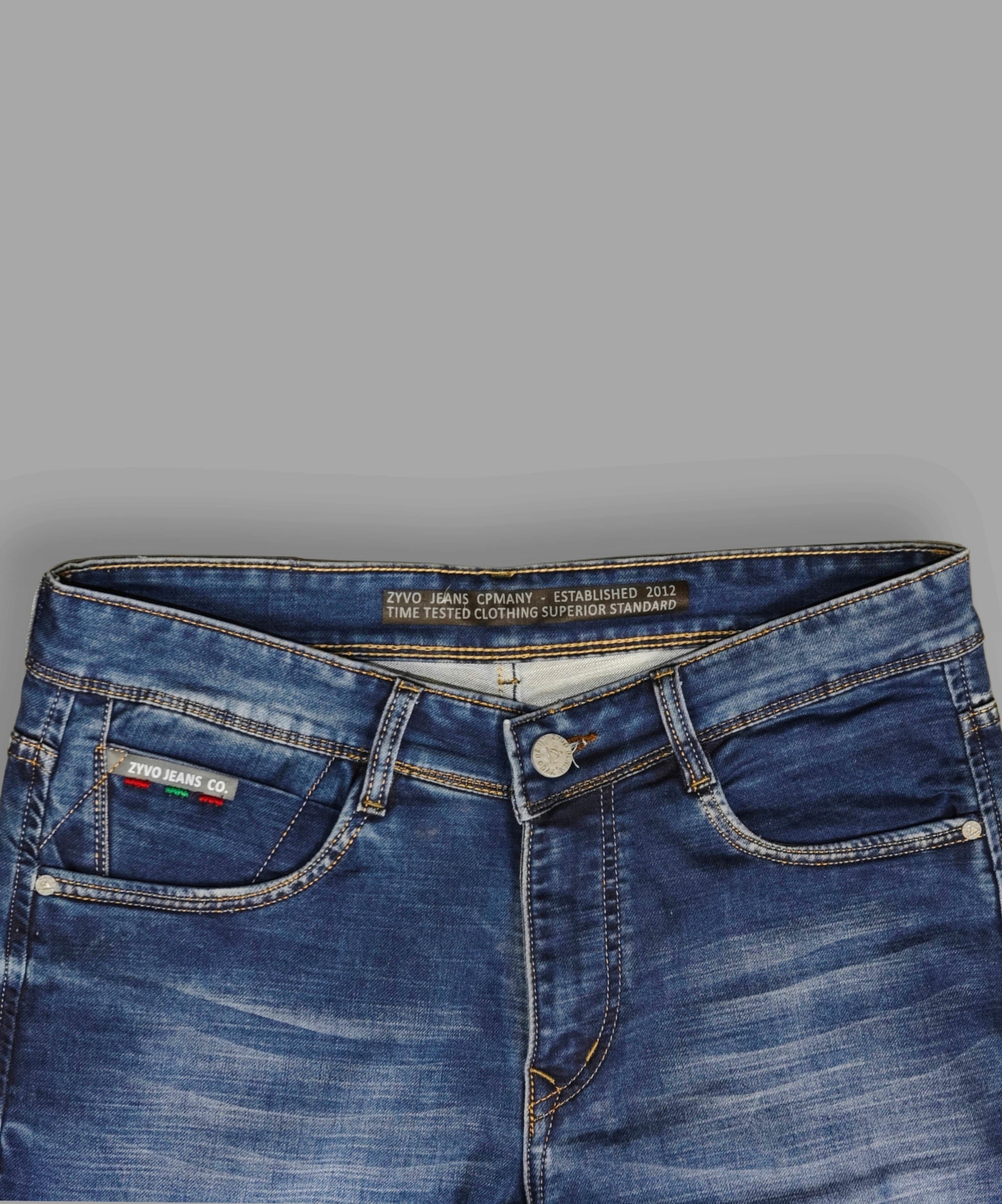 Zyvo Premium Blue Slim Fit Stretch Denim Jeans for Men Trekyoo