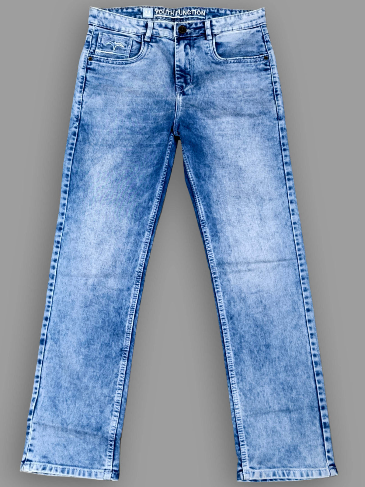 Men’s Blue Washed Straight Fit Denim Jeans – Premium Comfort Stretch Casual Wear