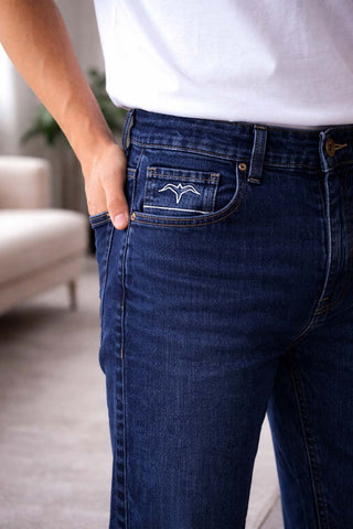 Men’s Mon Fit Dark Blue Denim Jeans – Comfortable Regular Fit Casual Wear Trekyoo