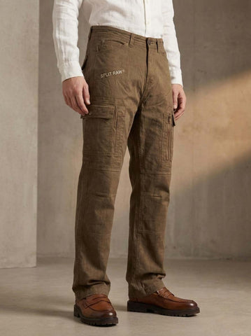 Men’s Brown Utility Straight Fit Cargo Pants – Multi Pocket Casual Tactical Cotton Trousers