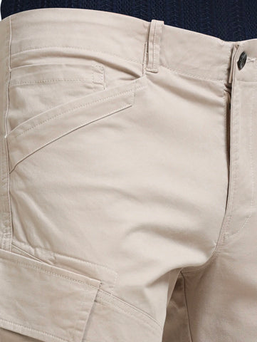 Men’s Beige Cargo Pants – Straight Fit Multi-Pocket Casual Trousers for Daily Wear Trekyoo
