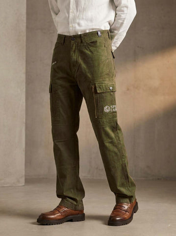 Men’s Olive Green Straight Fit Cargo Pants – Premium Cotton Utility Trousers with Multi Pockets