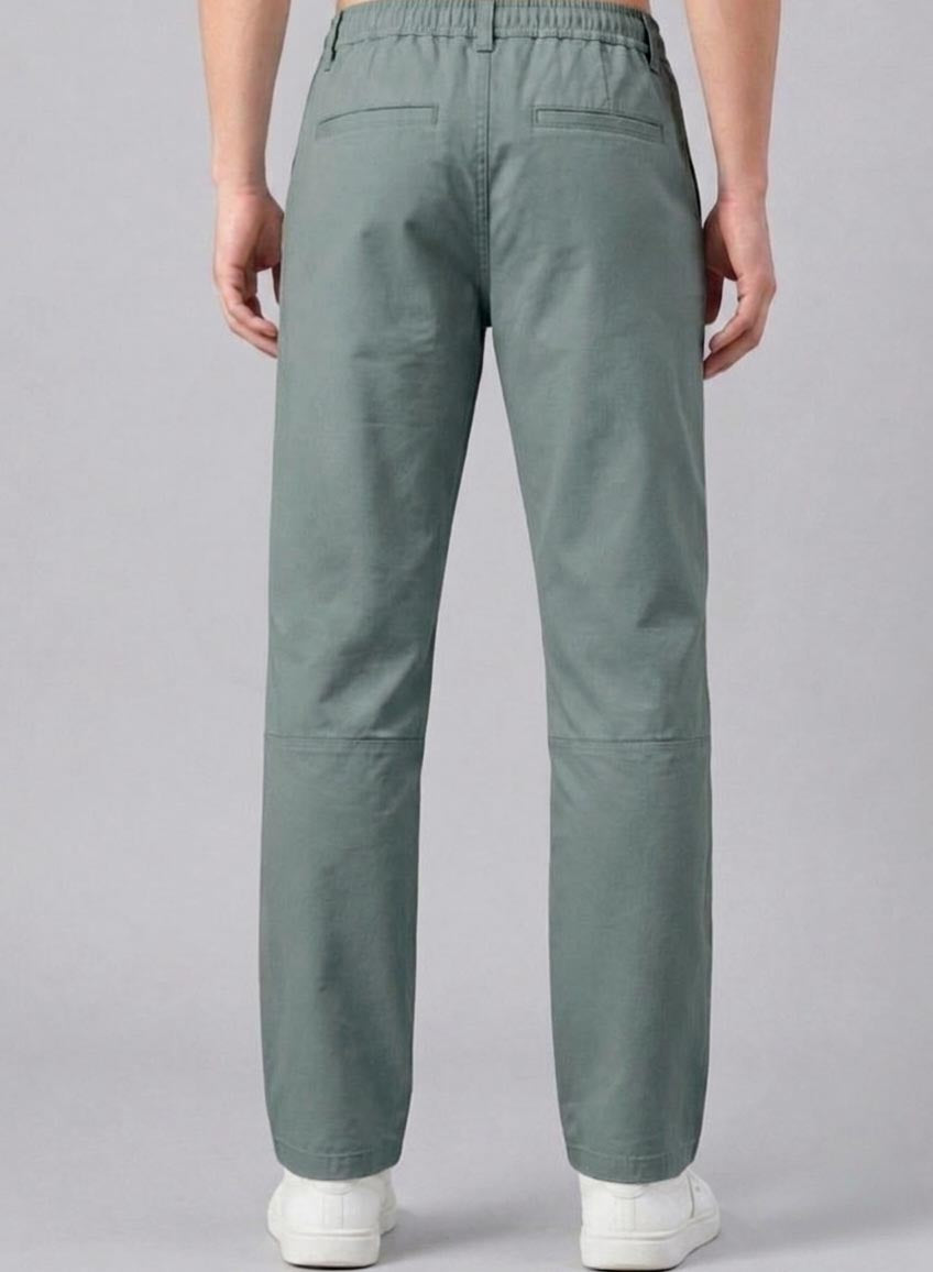 Men's Sage Green Cargo Pants – Relaxed Fit Elastic Waist Drawstring Trousers Trekyoo