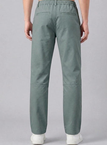 Men's Sage Green Cargo Pants – Relaxed Fit Elastic Waist Drawstring Trousers Trekyoo