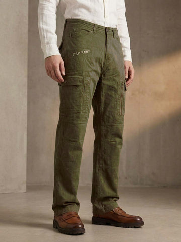 Men’s Olive Green Straight Fit Cargo Pants – Premium Cotton Utility Trousers with Multi Pockets
