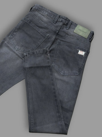 Men's Charcoal Grey Slim Fit Stretch Jeans | Premium Washed Denim | Mid Rise Casual Jeans