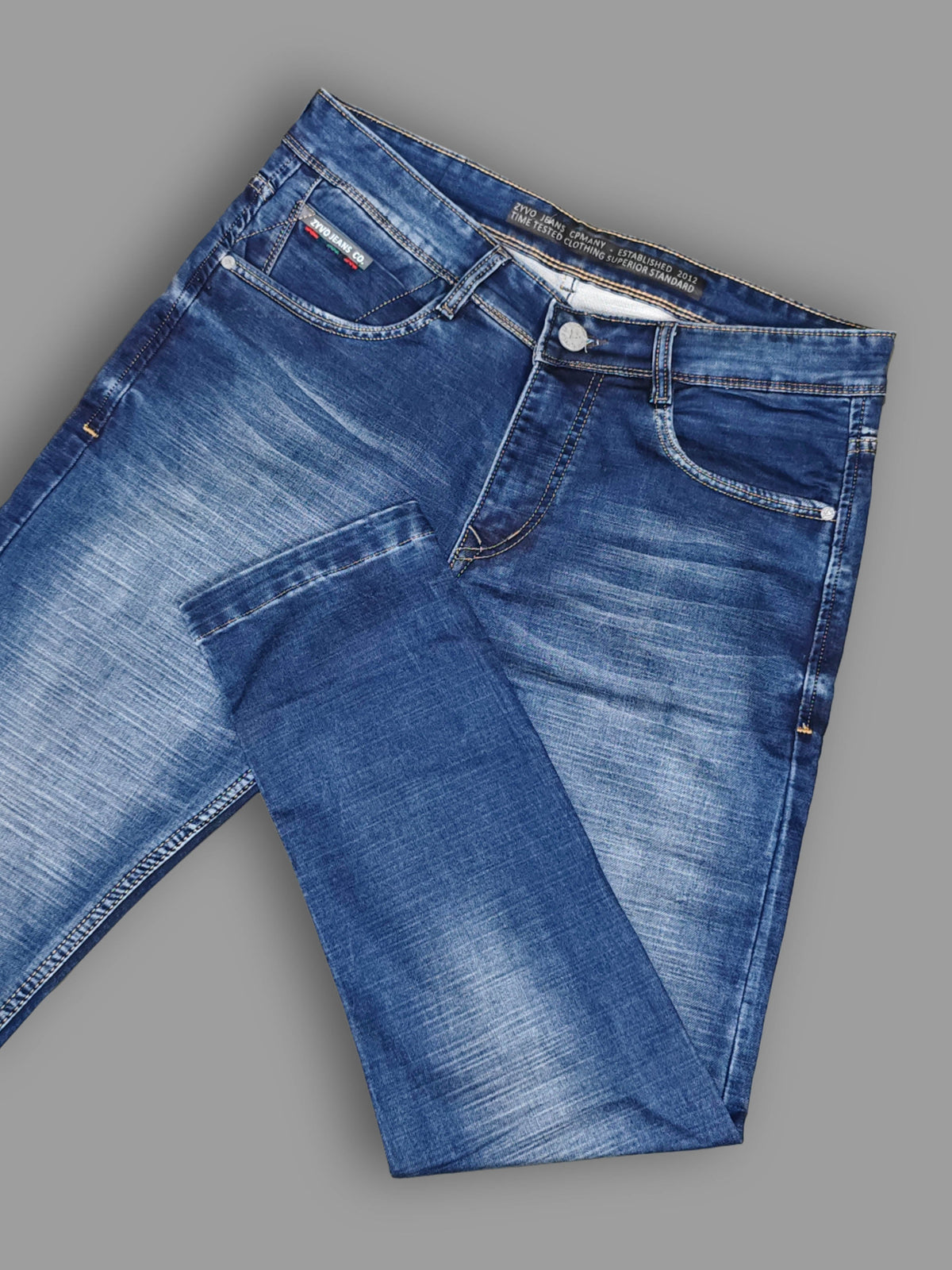 Zyvo Premium Blue Slim Fit Stretch Denim Jeans for Men Trekyoo