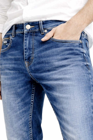 Men’s Blue Slim Fit Stretch Jeans | Comfortable Everyday Denim Trekyoo