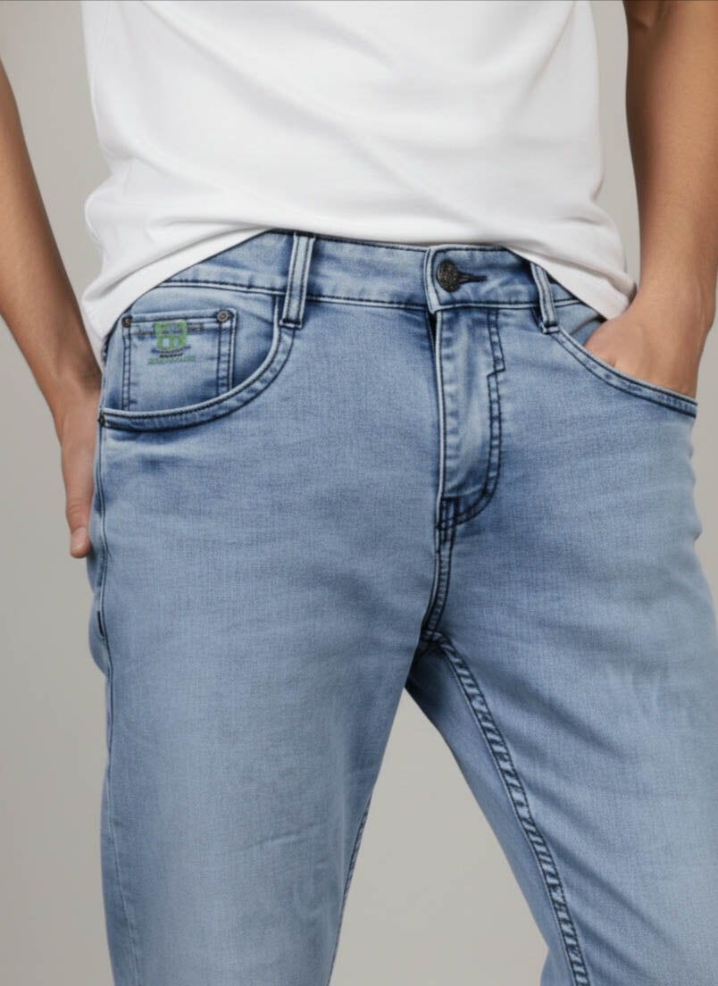 Men’s Light Blue Slim Fit Jeans – Soft Stretchable Denim Trekyoo