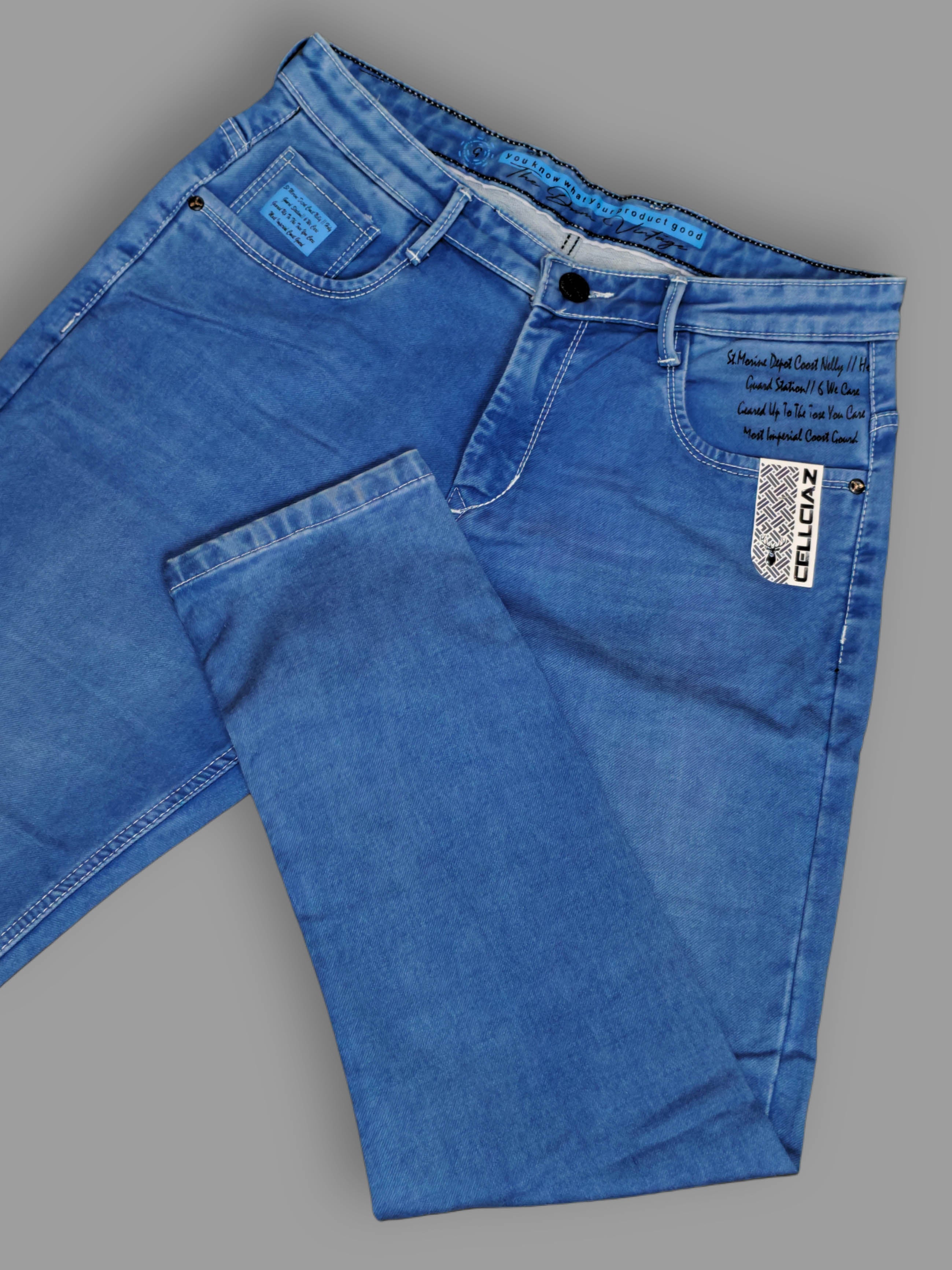 Men’s Mid Blue Slim Fit Stretchable Jeans | Soft & Premium Denim Trekyoo