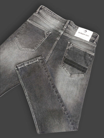 Men's Dark Grey Washed Slim Fit Denim Jeans