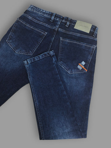 Vintage Distressed Indigo Slim Fit Jeans for Men's