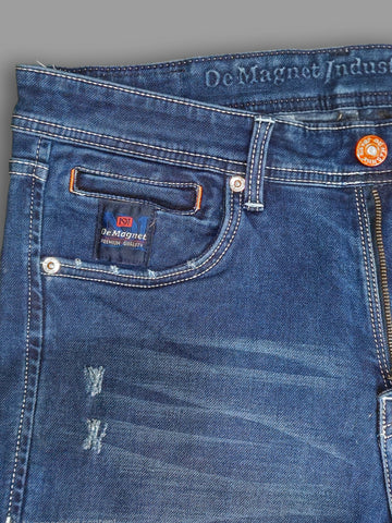 Men’s Stylish Blue Scratch-Wash Slim Fit Jeans