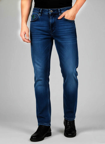 Men’s Slim Fit Mid-Blue Denim Jeans – Premium Stretchable Fabric Trekyoo