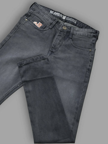 Men's Charcoal Grey Slim Fit Stretch Jeans | Premium Washed Denim | Mid Rise Casual Jeans