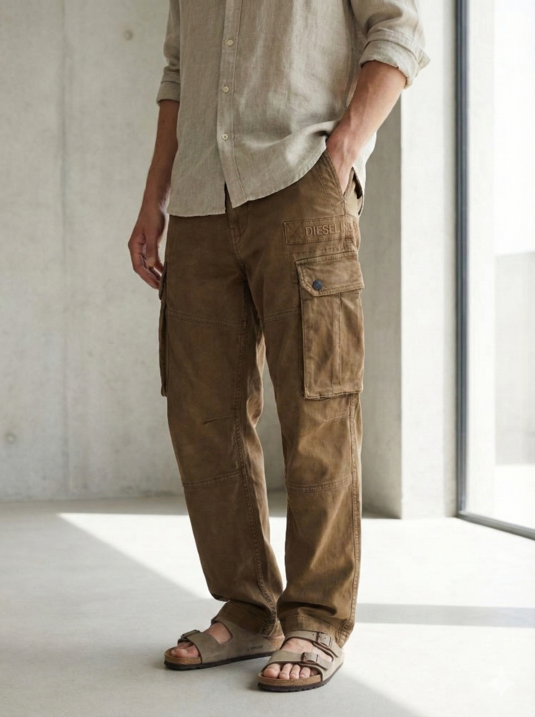 Vintage-Wash Cargo Pants – Relaxed Fit, Premium Utility Trousers for Men Trekyoo