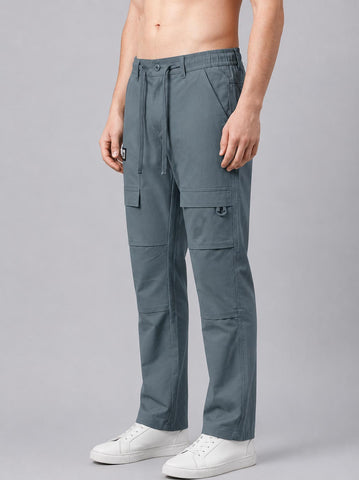 Men’s baggy fit sage green cargo jogger pants side view