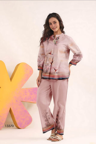Dusty Rose Tropical Birdscape Co-Ord Set