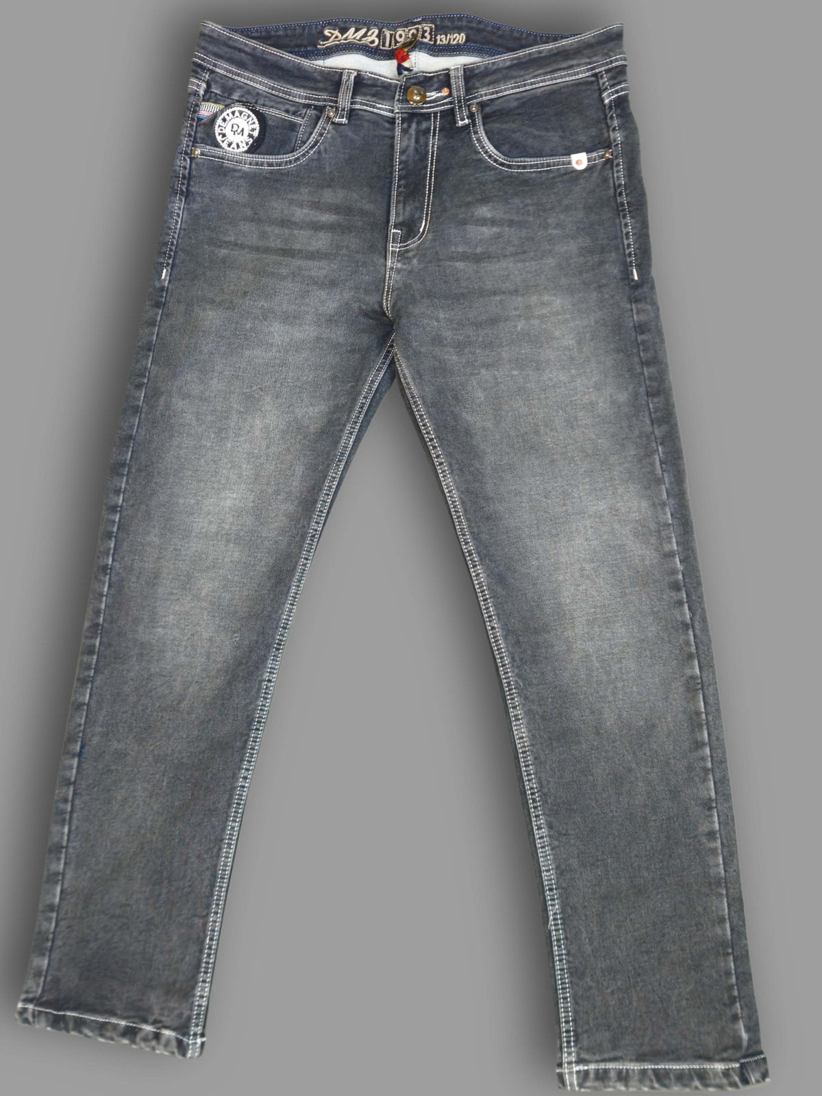 Classic Faded Grey Slim Fit Denim Jeans for Men's