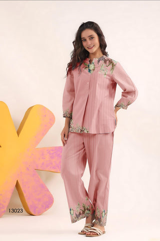 Elegant Pink Floral Co-Ord Set – Style 13023