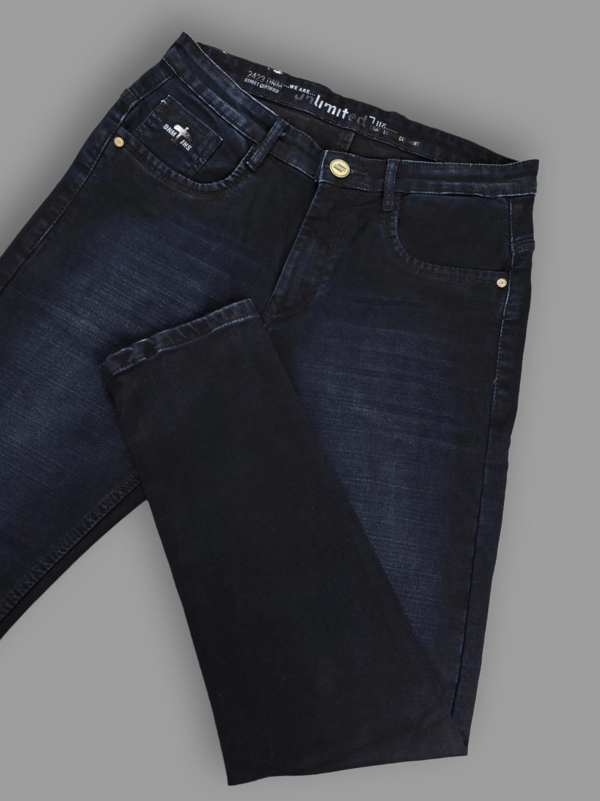 Carbon Black Slim Fit Stretch Denim Jeans for Men's