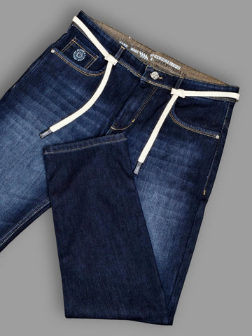 Midnight Indigo Drawcord Denim Jeans – Imported Fabric