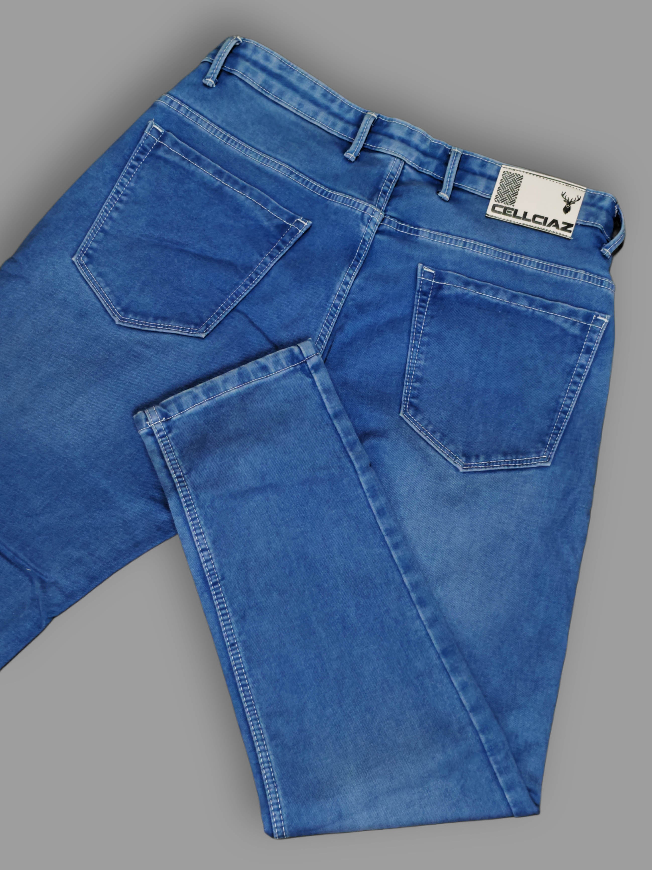 Men’s Mid Blue Slim Fit Stretchable Jeans | Soft & Premium Denim Trekyoo