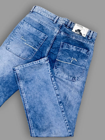 Men’s Blue Washed Straight Fit Denim Jeans – Premium Comfort Stretch Casual Wear