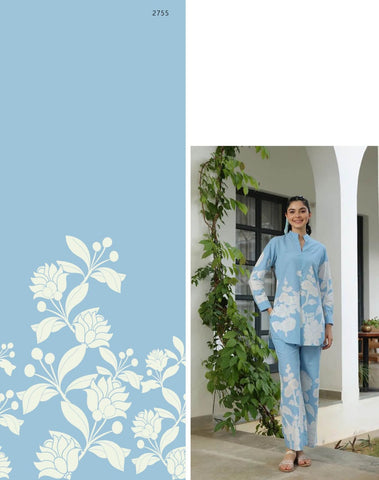 Powder Blue Botanical Co-Ord Set