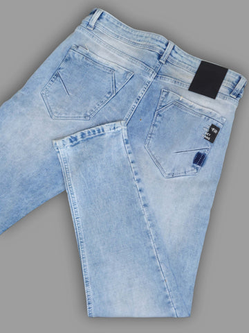 Men’s Light Blue Scratch-Wash Slim Fit Jeans