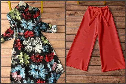 Bold Blossom Kurti & Red Plazzo Set