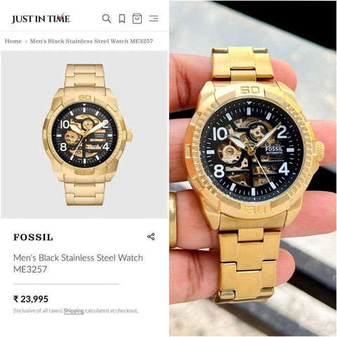 Fossil Automatic Skeleton Watch for Men – Bold Gold Edition