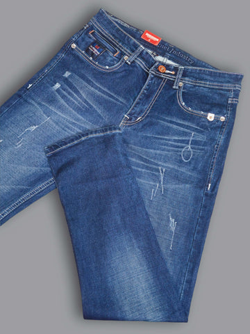 Men’s Stylish Blue Scratch-Wash Slim Fit Jeans